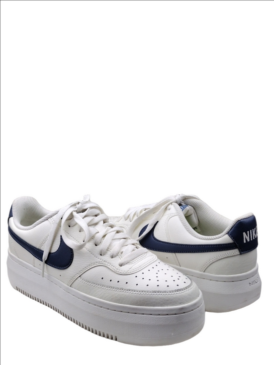 Nike Shoes - Nike Court Vision Alta White Sail Blue Leather Round Toe Lace Up Low Top Sneaker